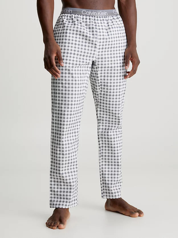 Pánské pyžamové kalhoty 000NM2180EGC3 bílá šedá vzor - Calvin Klein L