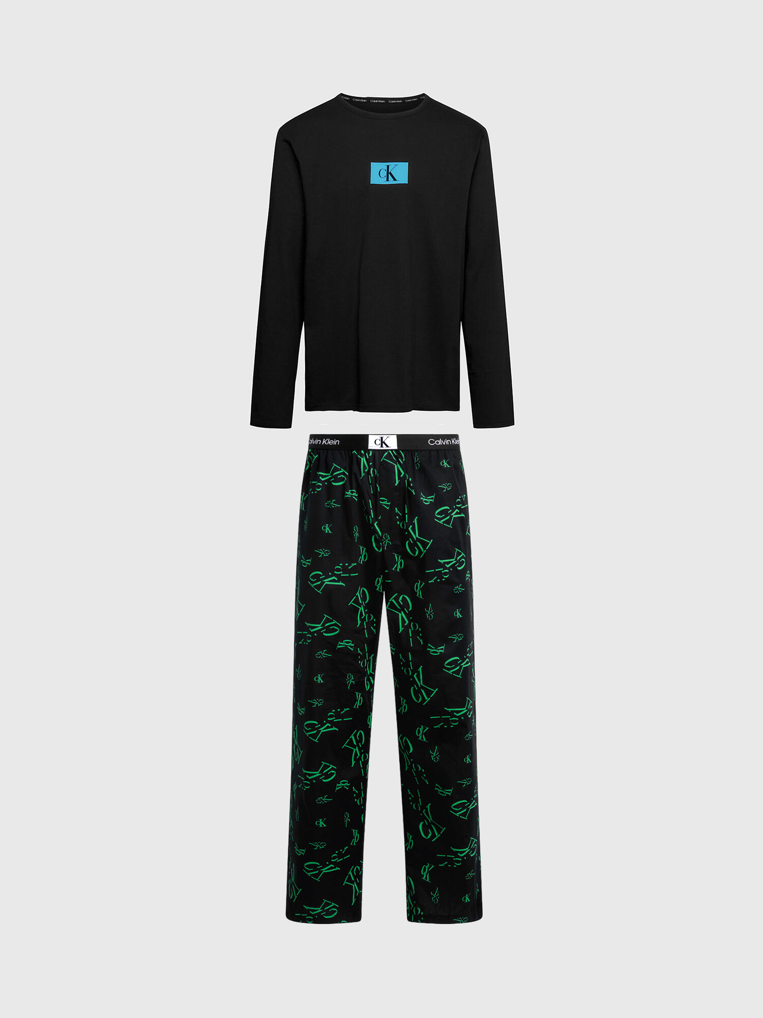 Pánské pyžamo 000NM2526E I2R černé s potiskem - Calvin Klein XL
