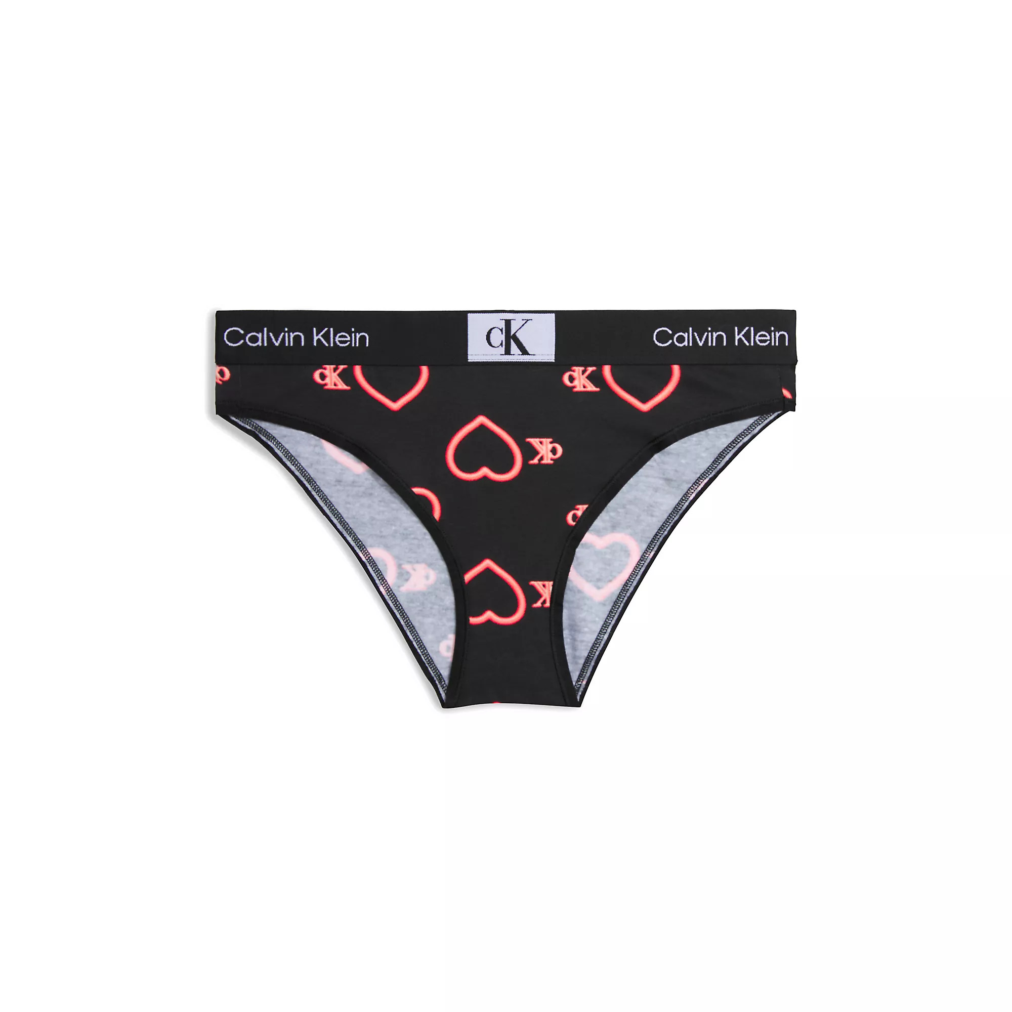 Dámské kalhotky 000QF7480E H1R černé se srdíčky - Calvin Klein L