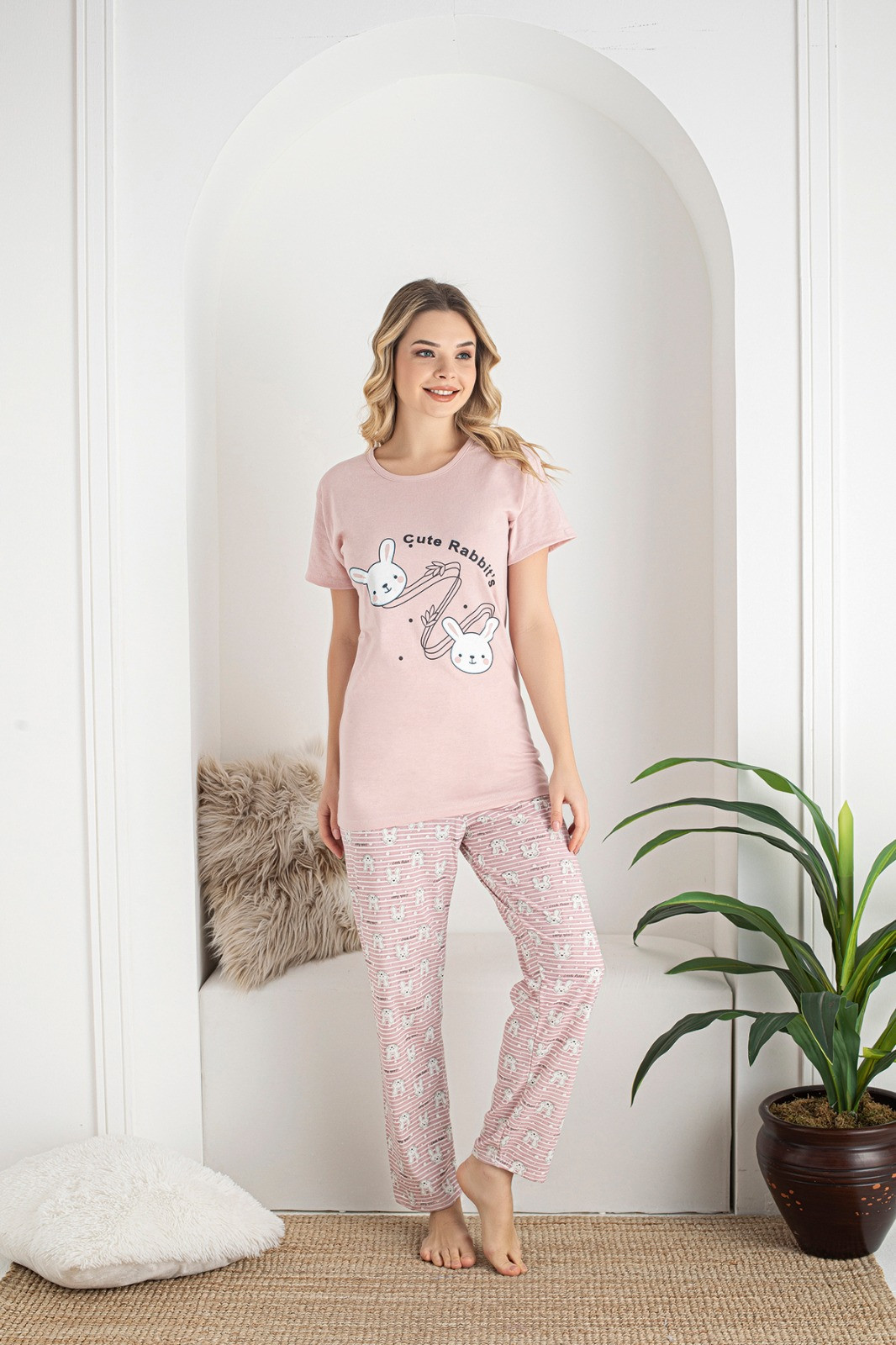 Dámské pyžamo PD005-W-01 růžové - NOVITI L