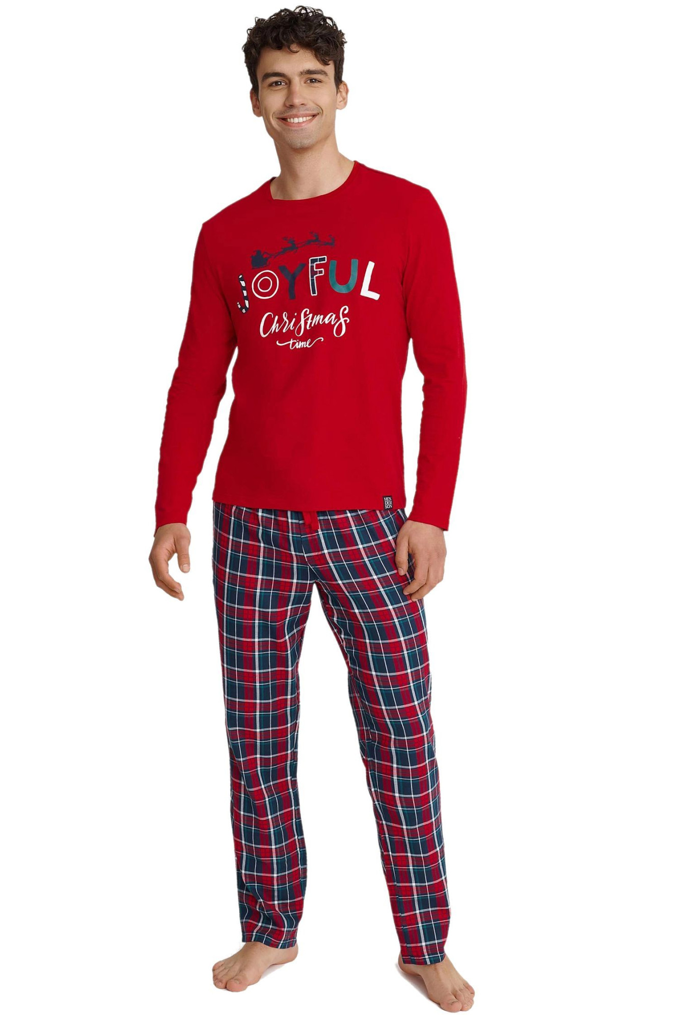 Pánské pyžamo 40950-33X Glance Červená s tmavě modrou - HENDERSON červená/káro M