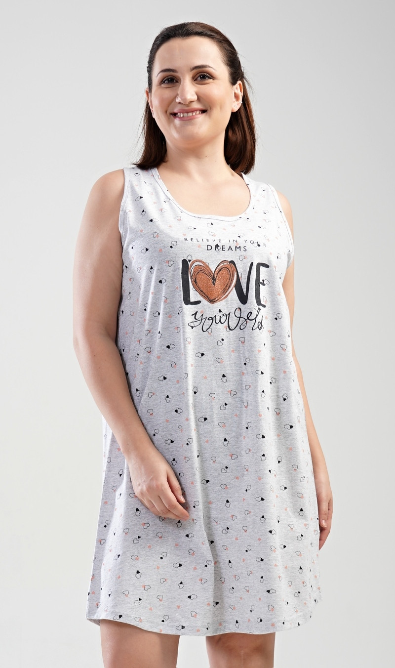 Dámská noční košile na ramínka Love šedá - Vienetta XL