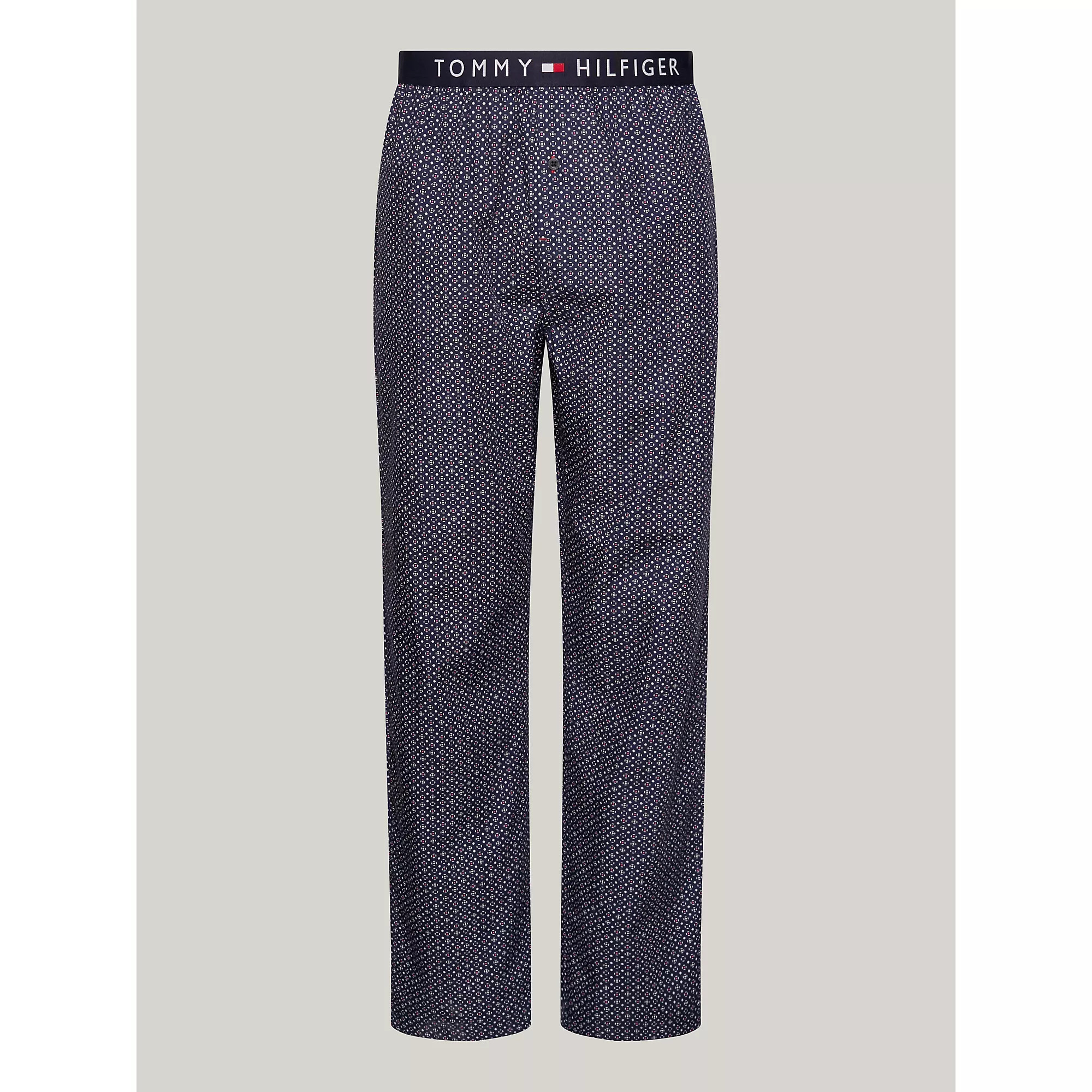 Pánské pyžamové kalhoty UM0UM02993 02E tm. modré s potiskem - Tommy Hilfiger S