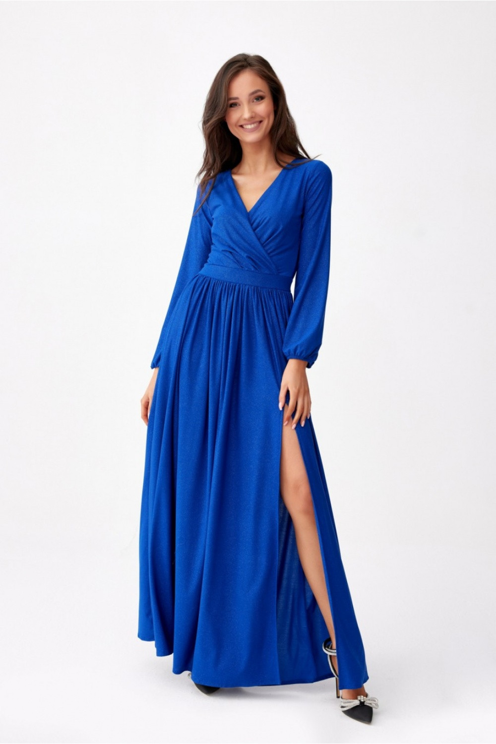 Dlouhé dámské šaty SUK0420 královská modř - Roco Fashion 38