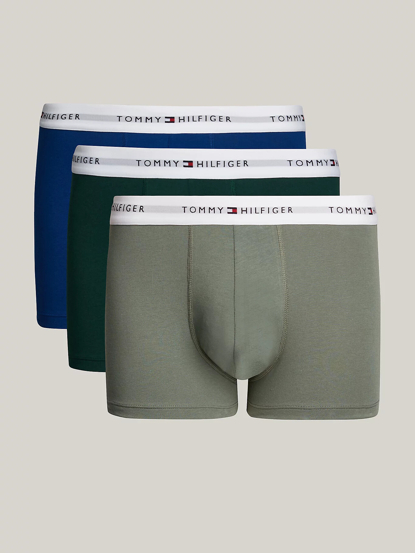 Pánské boxerky 3Pack TRUNK UM0UM02761 0XY kombinace zelené - Tommy Hilfiger XXL
