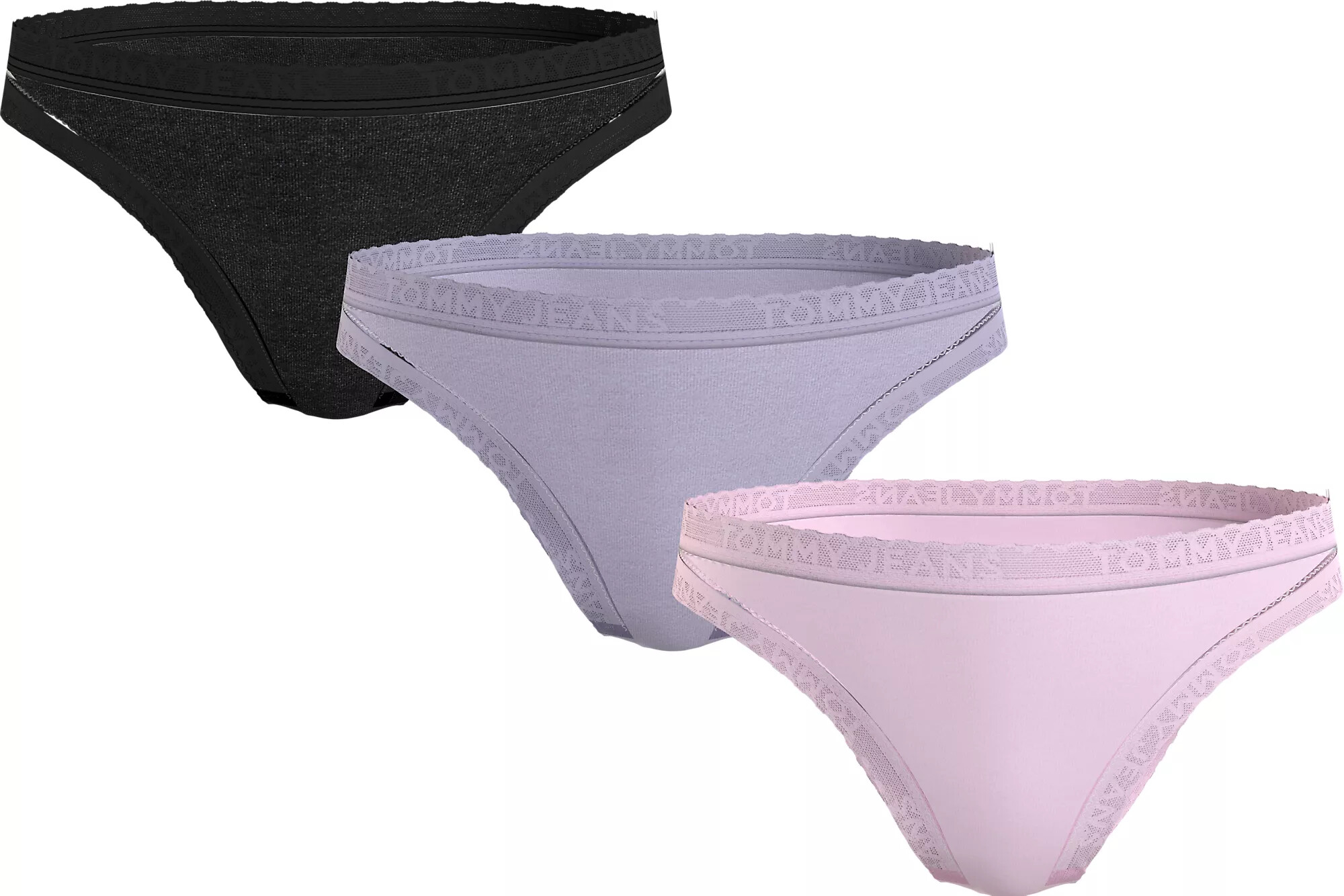 Dámské kalhotky 3Pack UW0UW05018 0V9 černé/fialové/sv. růžové - Tommy Hilfiger L