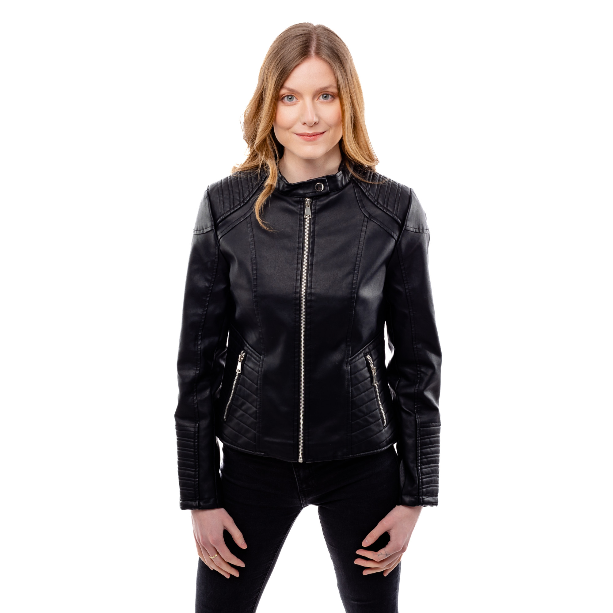 Dámská koženková bunda GLANO černá - J.Style XL