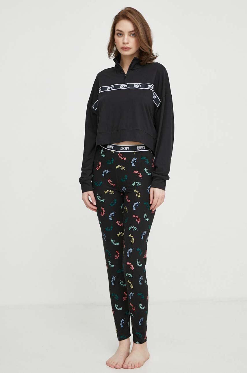 Dámské pyžamo YI80001 črné s potiskem - DKNY M