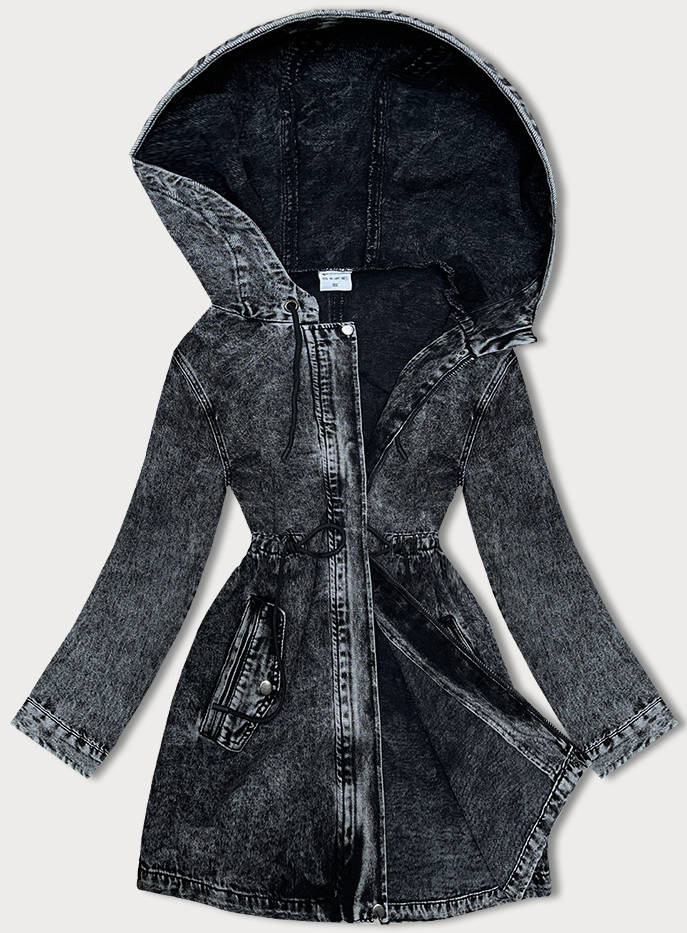 Černá džínová bunda s kapucí (POP7015-K) - Seven černá L