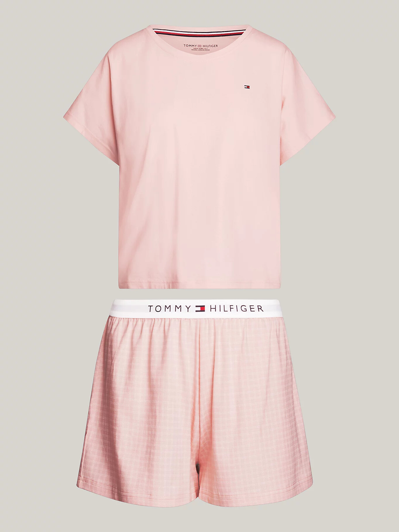 Dámské pyžamo SS JERSEY PJ SET UW0UW05425 0SK sv. růžové - Tommy Hilfiger M