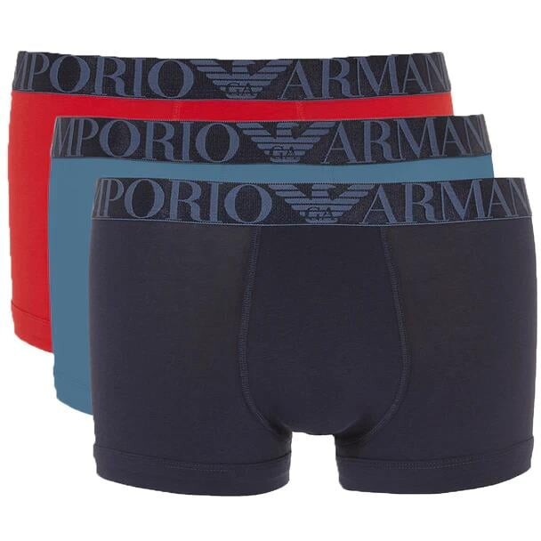 Pánské boxerky 3Pack 111357 4R726 modré/červené/tm. modré - Emporio Armani M