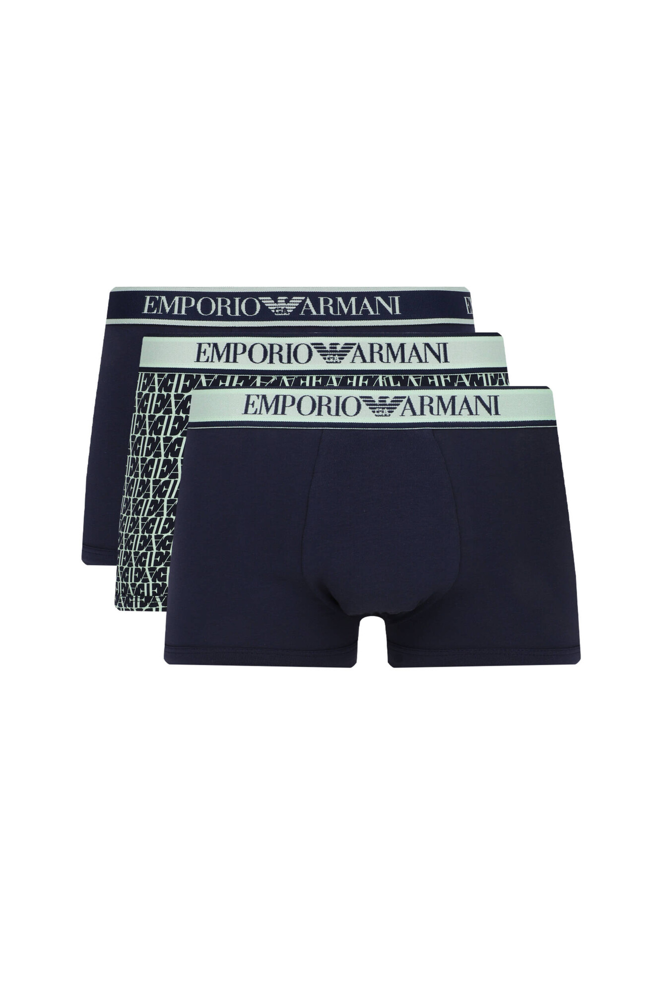 Pánské boxerky 3Pack 112130 4R717 tm. modré se zelenou - Emporio Armani XL