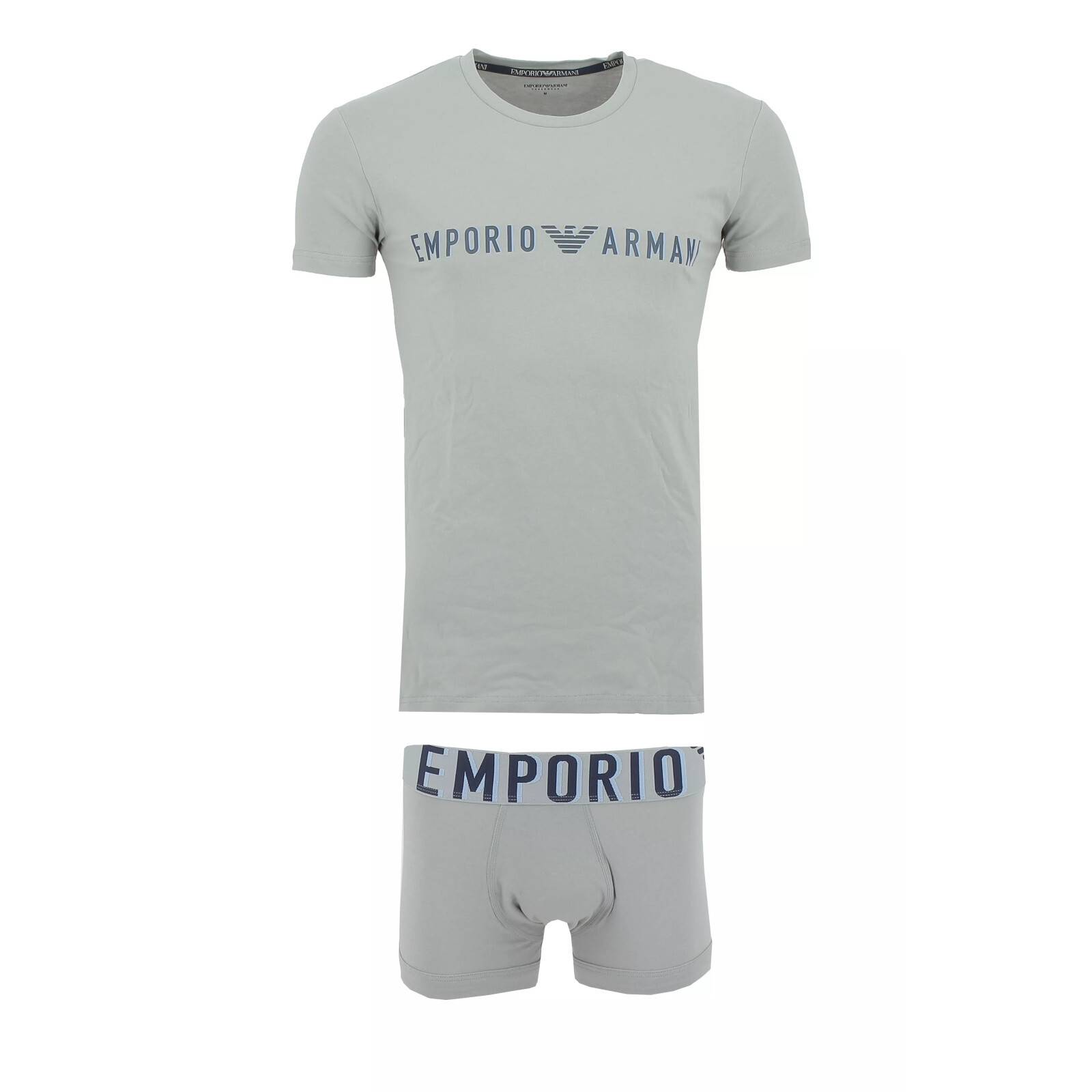 Pánský set trička a boxerek 111604 4R516 05543 šedý - Emporio Armani M