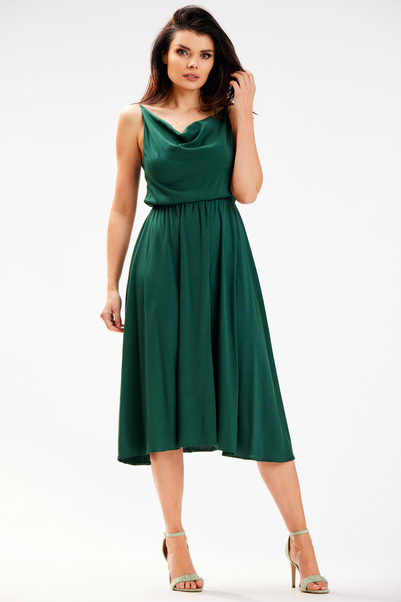 Dámské šaty A579 Tmavě zelená - Awama tmavě zelená XL