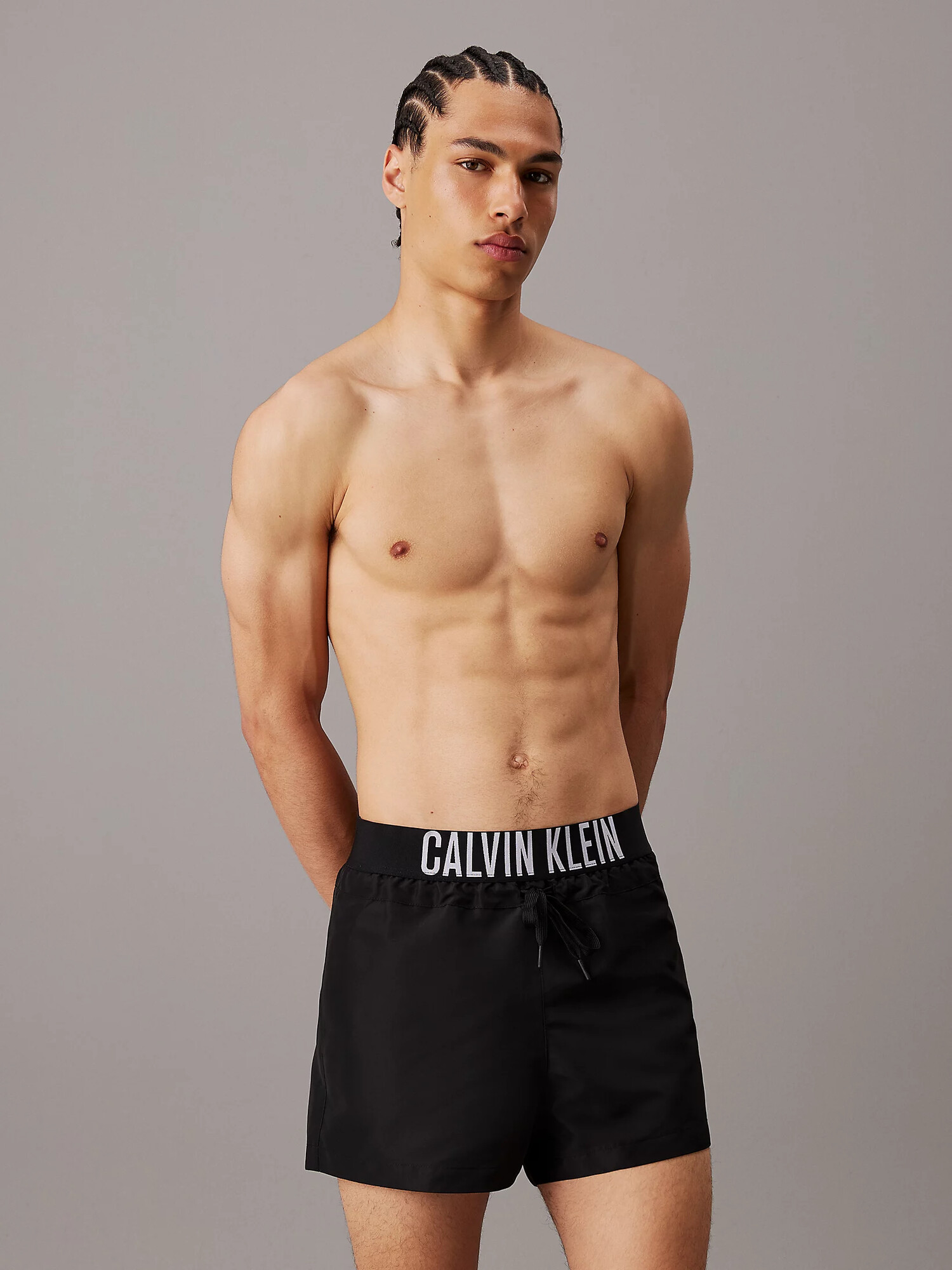 Pánské plavky KM0KM01045 BEH černé - Calvin Klein XL
