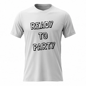 Pánské bavlněné tričko s potiskem - READY TO PARTY - bílé Pánské bavlněné tričko s potiskem - READY TO PARTY - bílé
