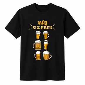 Pánské bavlněné tričko s potiskem - MŮJ SIX PACK - černé Pánské bavlněné tričko s potiskem - MŮJ SIX PACK - černé