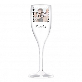 Personalizovaná nerozbitná prosecco sklenice s fotkou mazlíčka a textem Personalizovaná nerozbitná prosecco sklenice s fotkou mazlíčka a textem