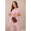 Dámský set halenka + kalhoty s přívěskem 27941 Pudr růžová - Kesi