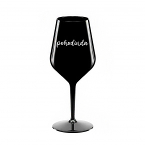 POHODINDA - černá nerozbitná sklenice na víno 470 ml