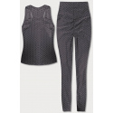 Dámský sportovní komplet - top a legíny YW88037-2 Tmavě šedá - J.STYLE