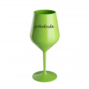 POHODINDA - zelená nerozbitná sklenice na víno 470 ml