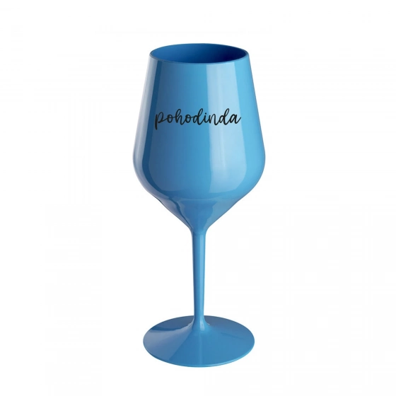POHODINDA - modrá nerozbitná sklenice na víno 470 ml