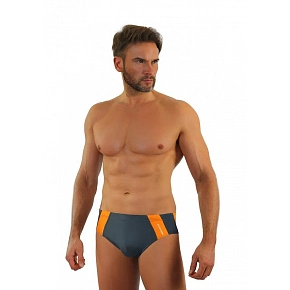 Pánské slipové plavky 447 šedo-oranžové - Sesto Senso