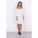 Dámské mini vroubkované šaty 8974 Bílá - K-Fashion