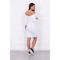 Dámské mini vroubkované šaty 8974 Bílá - K-Fashion