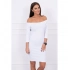 Dámské mini vroubkované šaty 8974 Bílá - K-Fashion