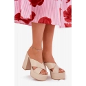 Dámské sandály na platformě s klínovým podpatkem 6874 Béžová - Ideal Shoes