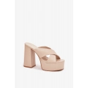 Dámské sandály na platformě s klínovým podpatkem 6874 Béžová - Ideal Shoes