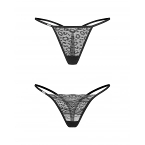 Dámská sexy tanga Clara 2-Pack černé - Obsessive