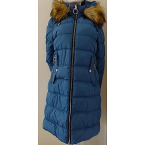 Dámská prošívaná bunda s kapucí W701 petrolejová - MHM