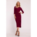 Šaty s volánkem S425  bordó - Stylove