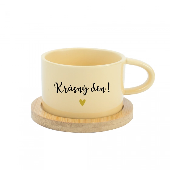 KRÁSNÝ DEN! - žlutý hrníček makronka 200 ml