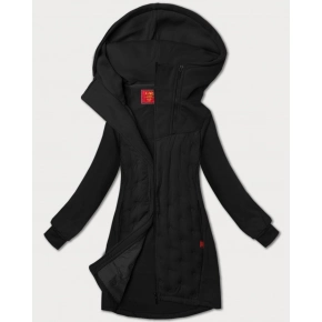 Černá dlouhá dámská mikina s kapucí LHD (AMG-178) - Goodlooking