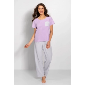 Pyžamo Caroline fialová-šedá - Momenti Per Me Pyžamo Caroline fialová-šedá - Momenti Per Me