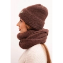 Dámská souprava s čepicí a šálou hnědá - K-Fashion