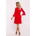 Sametové šaty s volánky M825  červené - Moe