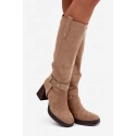Zateplené dámské kozačky 1825 béžové - Style