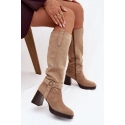 Zateplené dámské kozačky 1825 béžové - Style