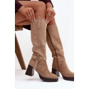 Zateplené dámské kozačky 1825 béžové - Style