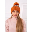 Dámská čepice Ellen s bambulí K325 hnědá - Oliwier