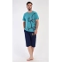 Pánské pyžamo bermudy Dominik mentolové - Vienetta