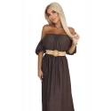 Maxi šaty v boho stylu 614-1 čokoládové - Numoco