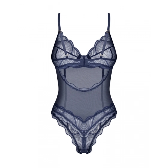 Dámské body Nightly Blue Crotchless Teddy tm. modré - Obsessive