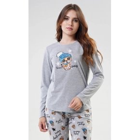 Dámské pyžamo dlouhé Tygřík šedé - Vienetta Dámské pyžamo dlouhé Tygřík šedé - Vienetta