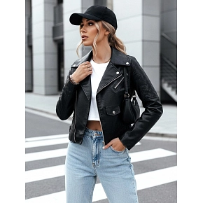 Dámská kožená bunda TY4197 černá - FashionStreet 